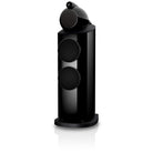 Bowers & Wilkins 802 D5 Floorstanding Loudspeaker - front view of single Stealth Black speaker with grilles angled left