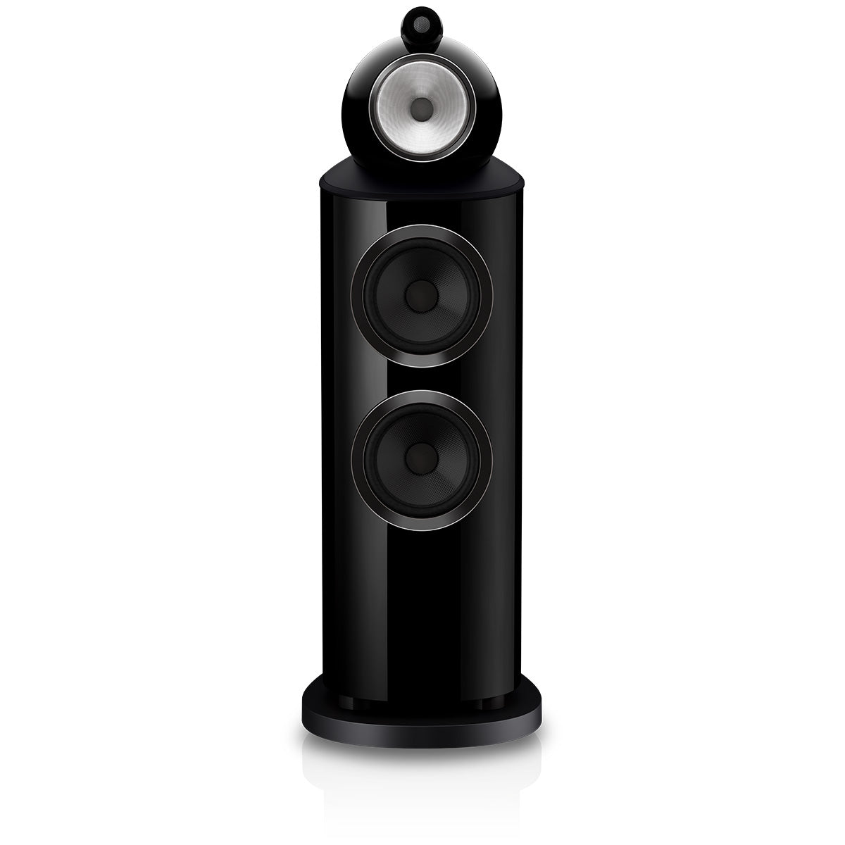 Bowers & Wilkins 802 D5 Floorstanding Loudspeaker - front view of single Stealth Black speaker without grilles