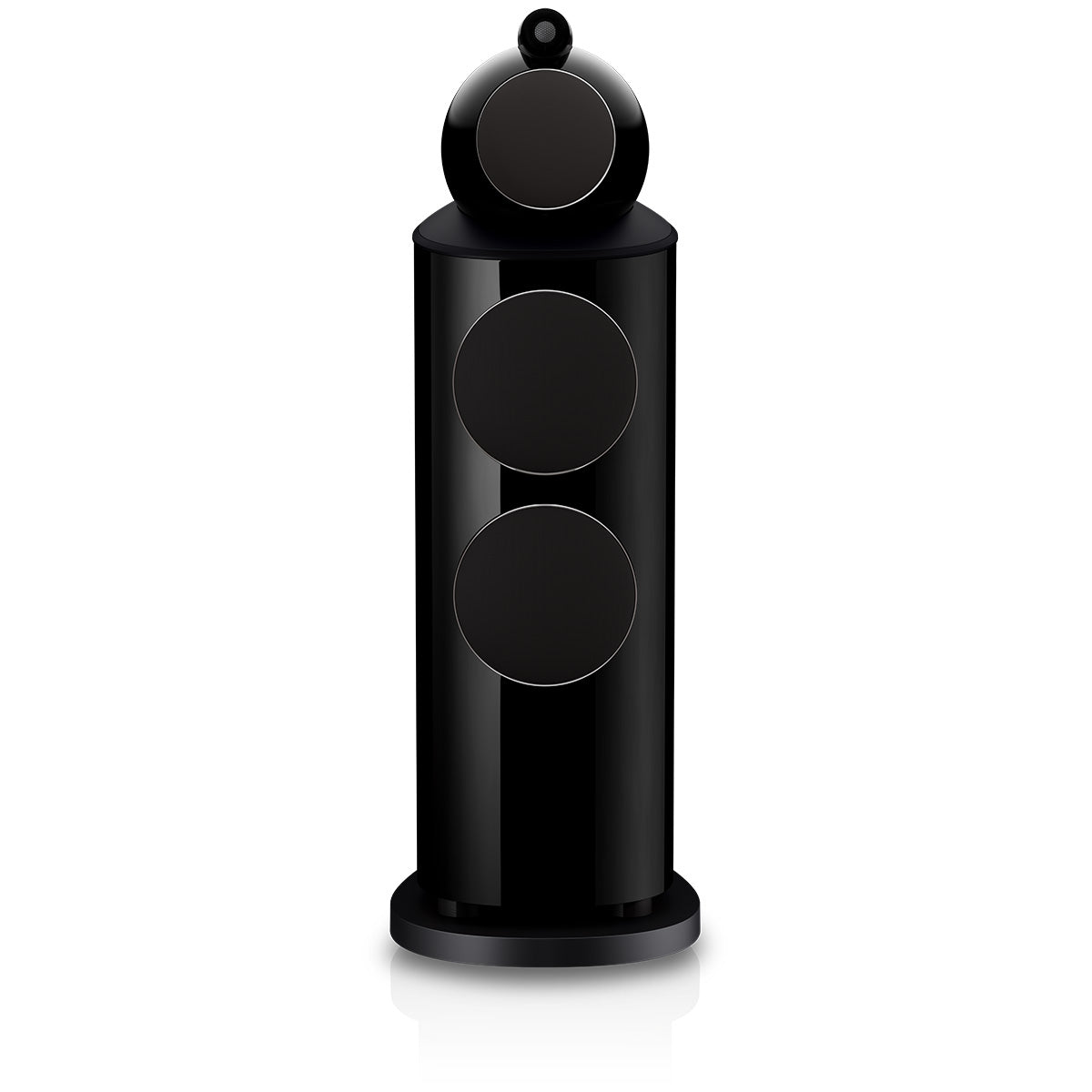 Bowers & Wilkins 802 D5 Floorstanding Loudspeaker - front view of single Stealth Black speaker with grilles