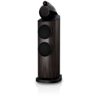 Bowers & Wilkins 803 D5 Floorstanding Loudspeaker - front view of single Dark Walnut speaker with grilles angled left