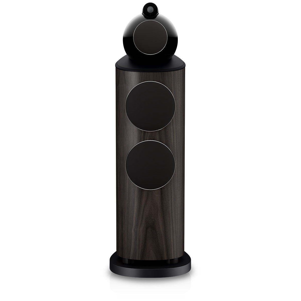 Bowers & Wilkins 803 D5 Floorstanding Loudspeaker - front view of single Dark Walnut speaker with grilles