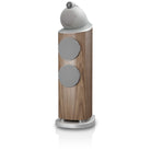 Bowers & Wilkins 803 D5 Floorstanding Loudspeaker - front view of single Light Walnut speaker with grilles angled left