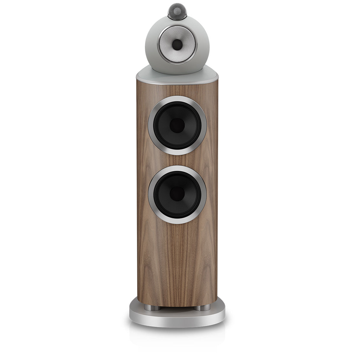 Bowers & Wilkins 803 D5 Floorstanding Loudspeaker - front view of single Light Walnut speaker without grilles