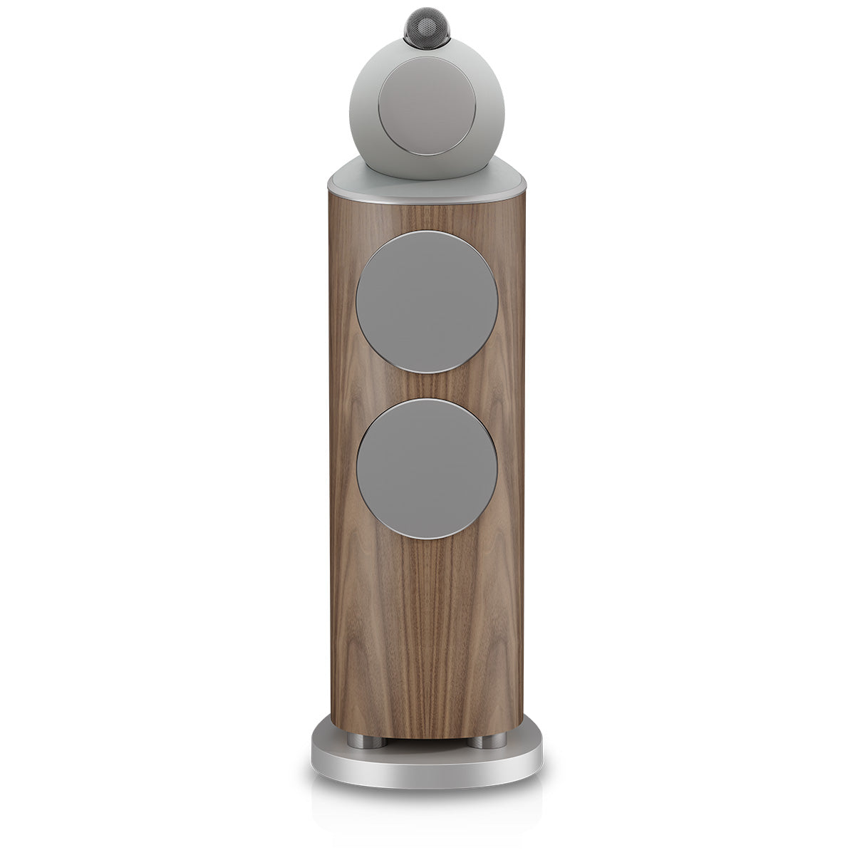 Bowers & Wilkins 803 D5 Floorstanding Loudspeaker - front view of single Light Walnut speaker with grilles