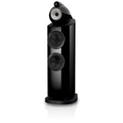 Bowers & Wilkins 803 D5 Floorstanding Loudspeaker - front view of single Stealth Black speaker without grilles angled left
