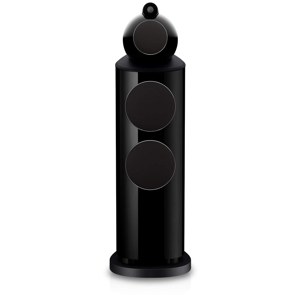 Bowers & Wilkins 803 D5 Floorstanding Loudspeaker - front view of single Stealth Black speaker with grilles