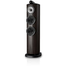 Bowers & Wilkins 804 D5 Floorstanding Loudspeaker - front view of single Dark Walnut speaker without grilles angled left
