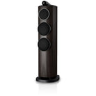 Bowers & Wilkins 804 D5 Floorstanding Loudspeaker - front view of single Dark Walnut speaker with grilles angled left