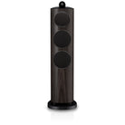 Bowers & Wilkins 804 D5 Floorstanding Loudspeaker - front view of single Dark Walnut speaker with grilles