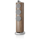 Bowers & Wilkins 804 D5 Floorstanding Loudspeaker - front view of single Light Walnut speaker with grilles angled left