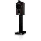 Bowers & Wilkins 805 D5 Bookshelf Loudspeaker - front view of single Dark Walnut speaker on stand with grille angled left