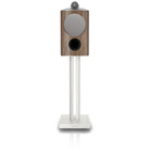 Bowers & Wilkins 805 D5 Bookshelf Loudspeaker - front view of single Light Walnut speaker on stand with grille