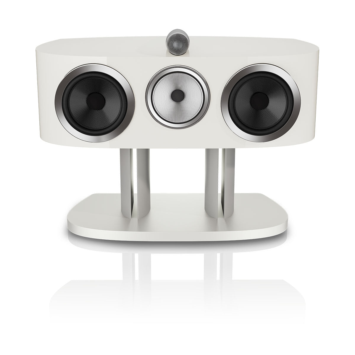 Bowers & Wilkins HTM81 D5 Center Channel Loudspeaker - front view of Warm White speaker without grilles