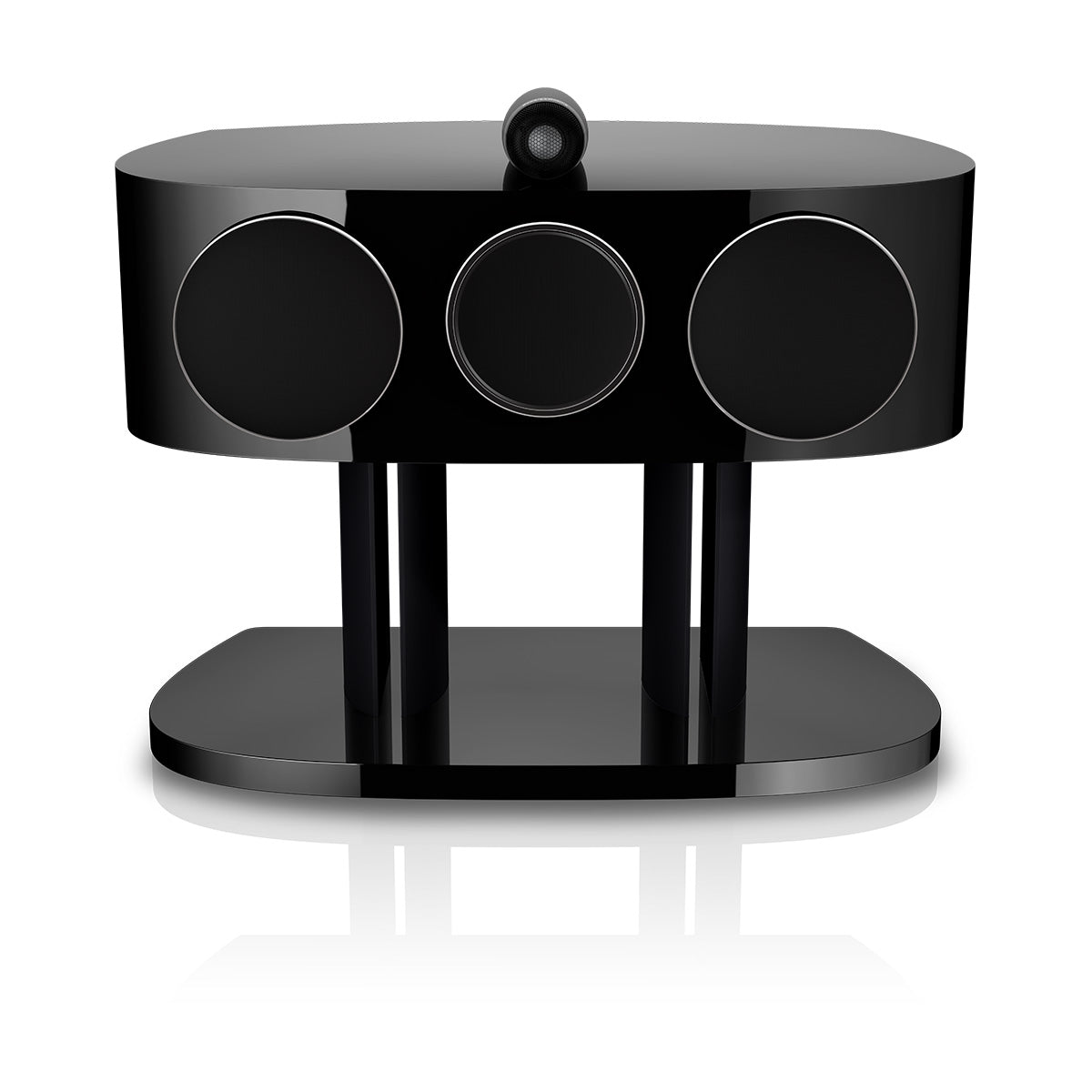 Bowers & Wilkins HTM82 D5 Center Channel Loudspeaker - front view of Stealth Black speaker with grilles