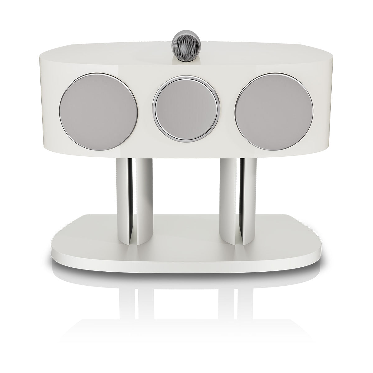 Bowers & Wilkins HTM82 D5 Center Channel Loudspeaker - front view of Warm White speaker with grilles