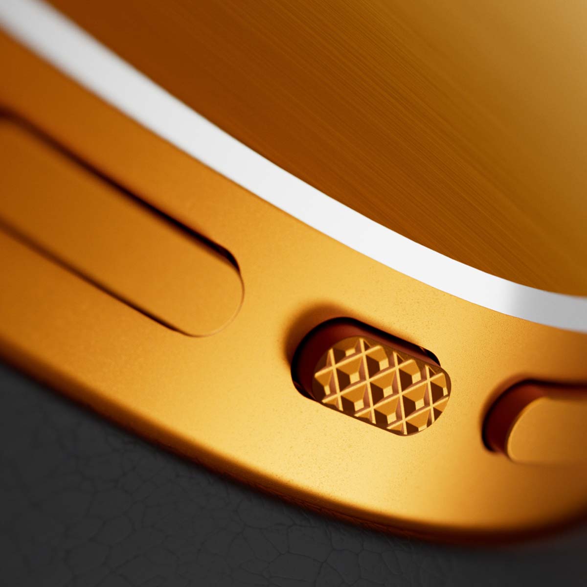 Bowers & Wilkins Px8 S2 McLaren Edition Wireless Over-Ear Headphones - extreme closeup of buttons