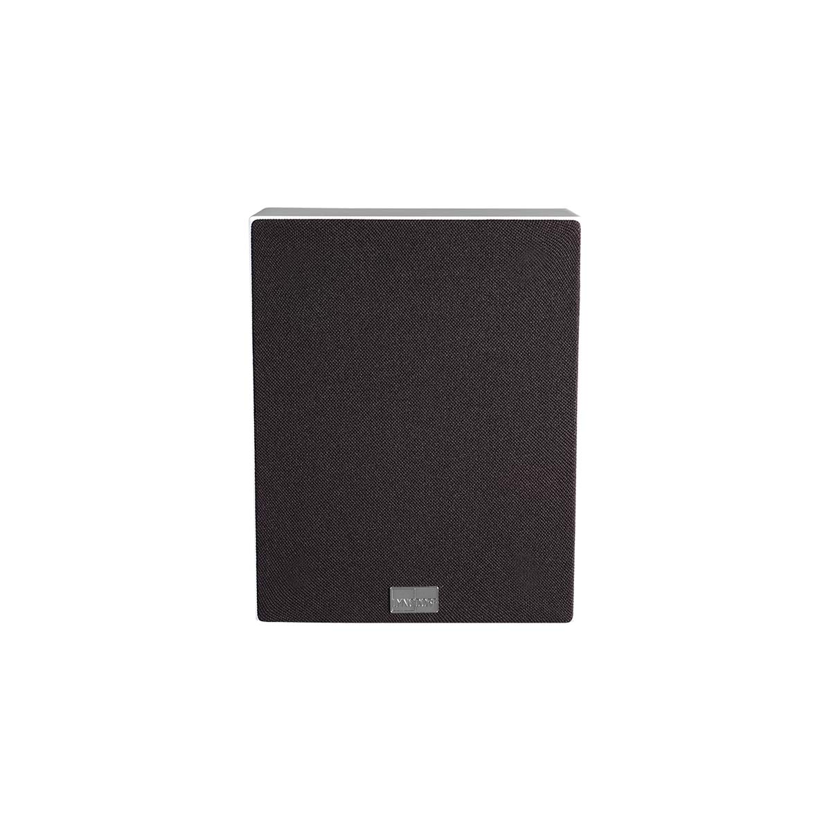 Lyngdorf MH-2 Satellite Speaker white speaker front view with black grille