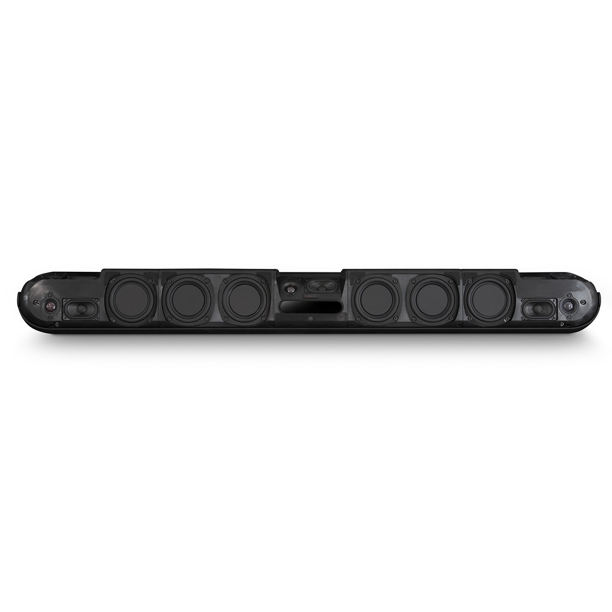 Bluesound Pulse Cinema Multi-Room Streaming Soundbar top view without grille showing drivers