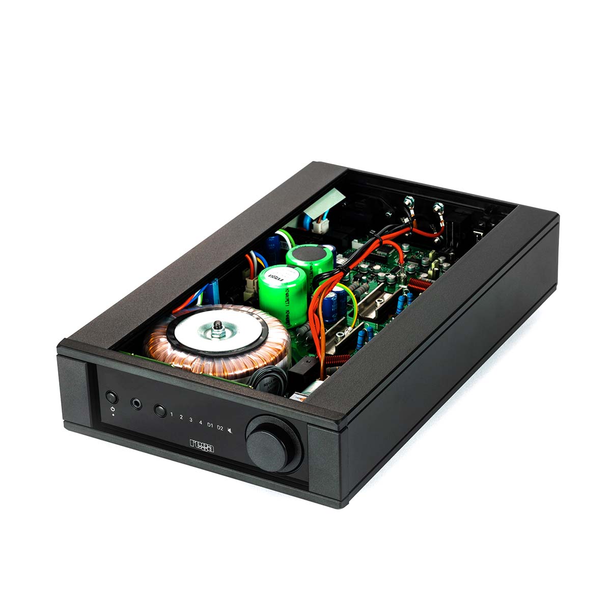 Rega Brio MK7 Integrated Amplifier - top and front view with top panel removed showing internal components