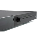 Lyngdorf CD-2 CD Player front view angled right detail of play/select button