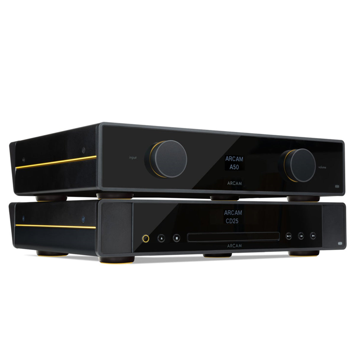 Arcam CD25 50th Anniversary CD Player stacked with A50 Signature Integrated Amplifier