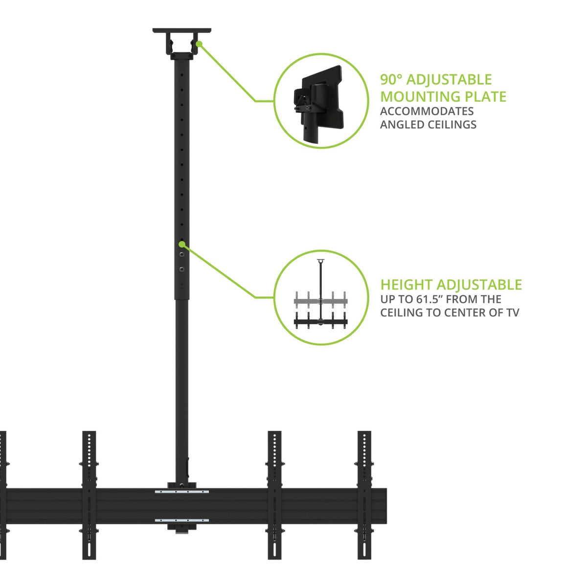 Kanto CM600B4B Back-to-Back Quad Screen TV Ceiling Mount for Four 40” to 45” TVs
