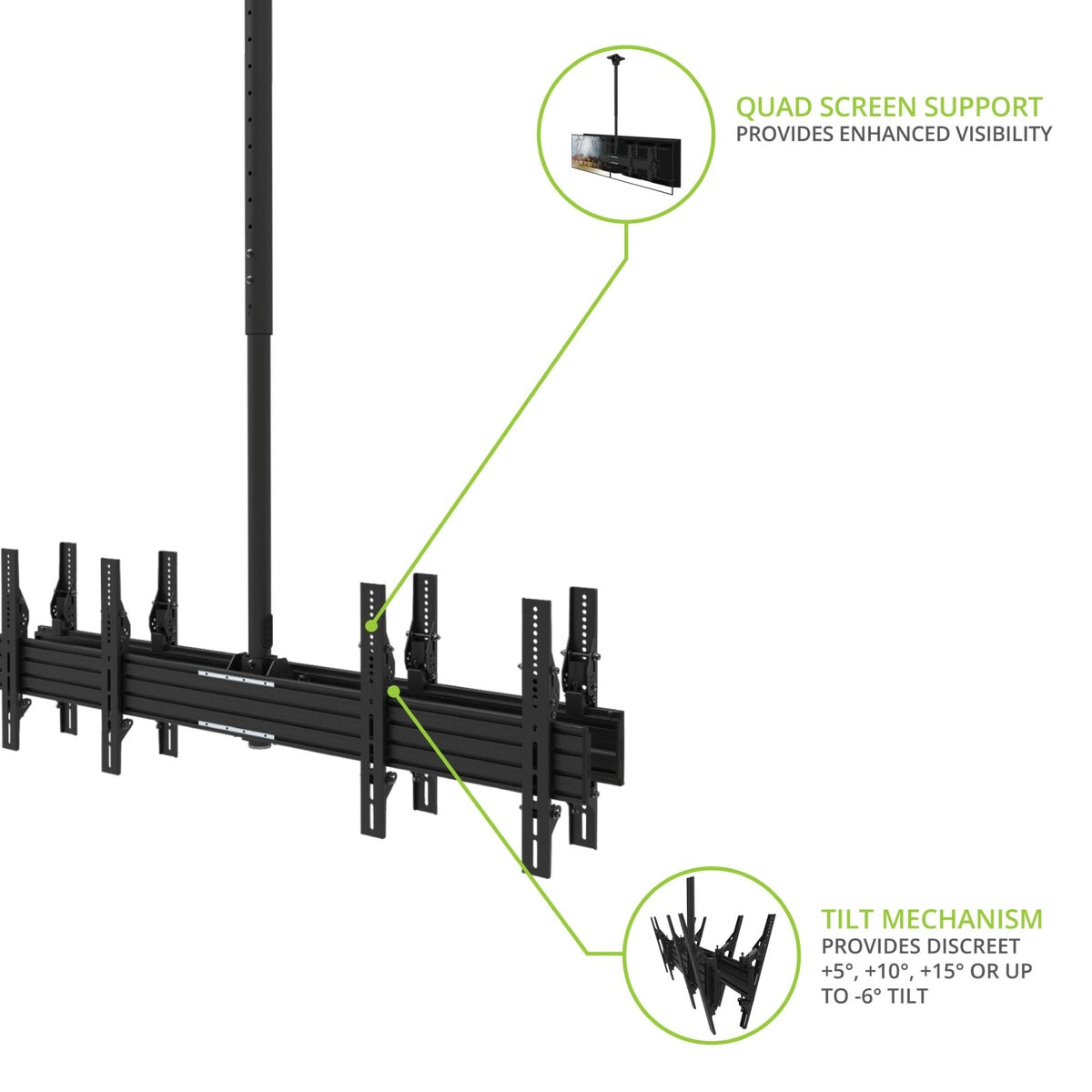 Kanto CM600B4B Back-to-Back Quad Screen TV Ceiling Mount for Four 40” to 45” TVs