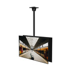Ceiling-mounted display screen showing a train station.