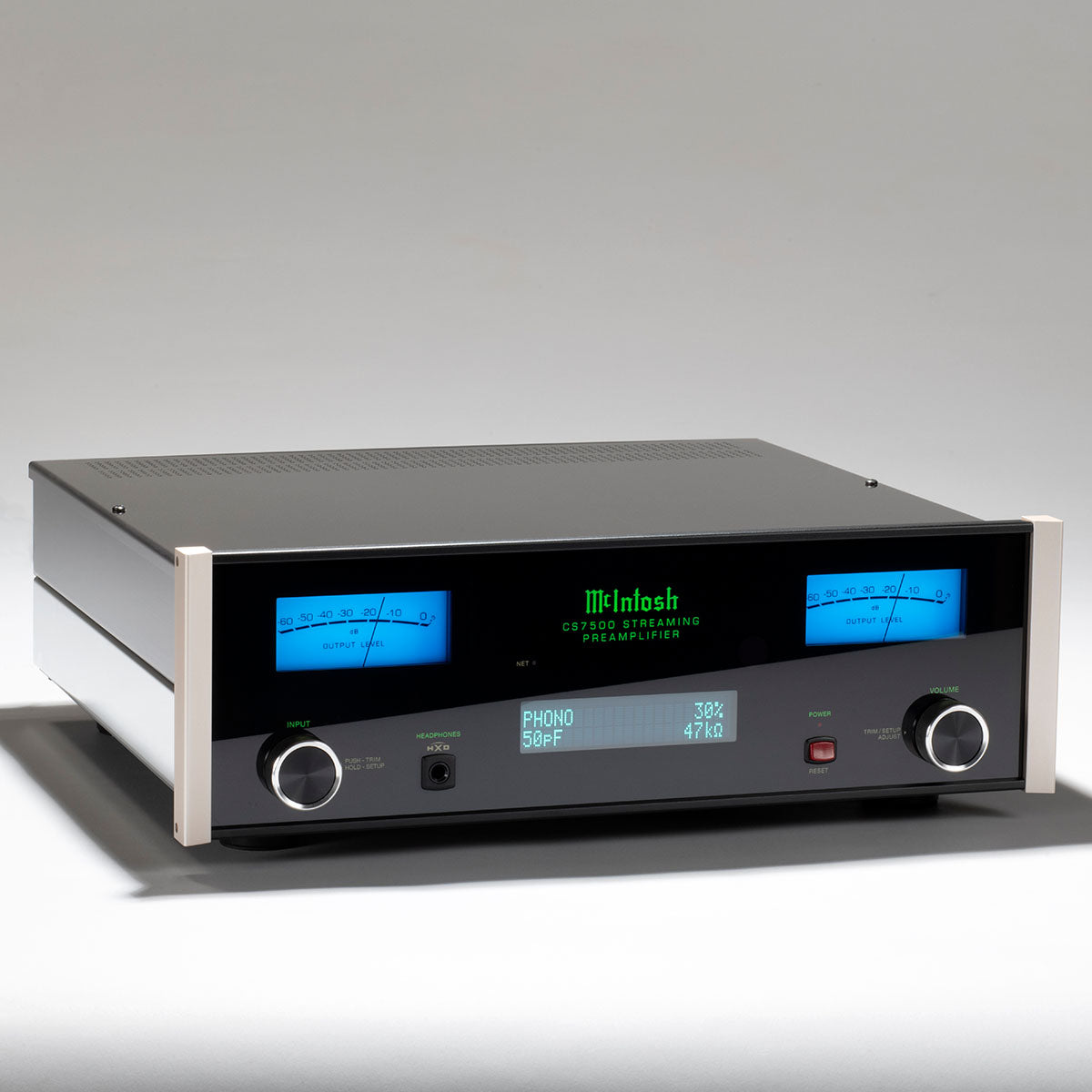McIntosh CS7500 Streaming Preamplifier -  front and top view angled right