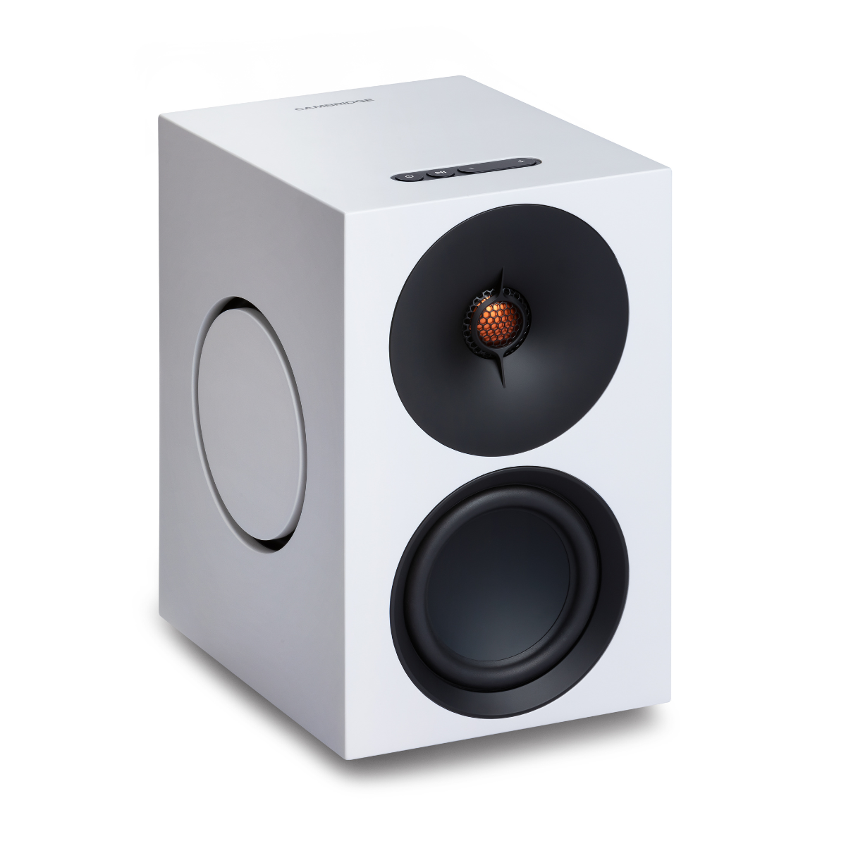 White Cambridge Audio L/R M Compact Active Stereo Streaming Speakers 