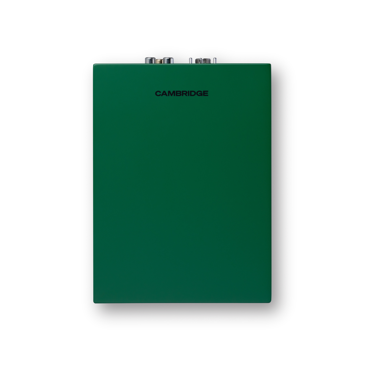 Side view of a green Cambridge Audio L/R S Ultra Compact Active Stereo Speakers
