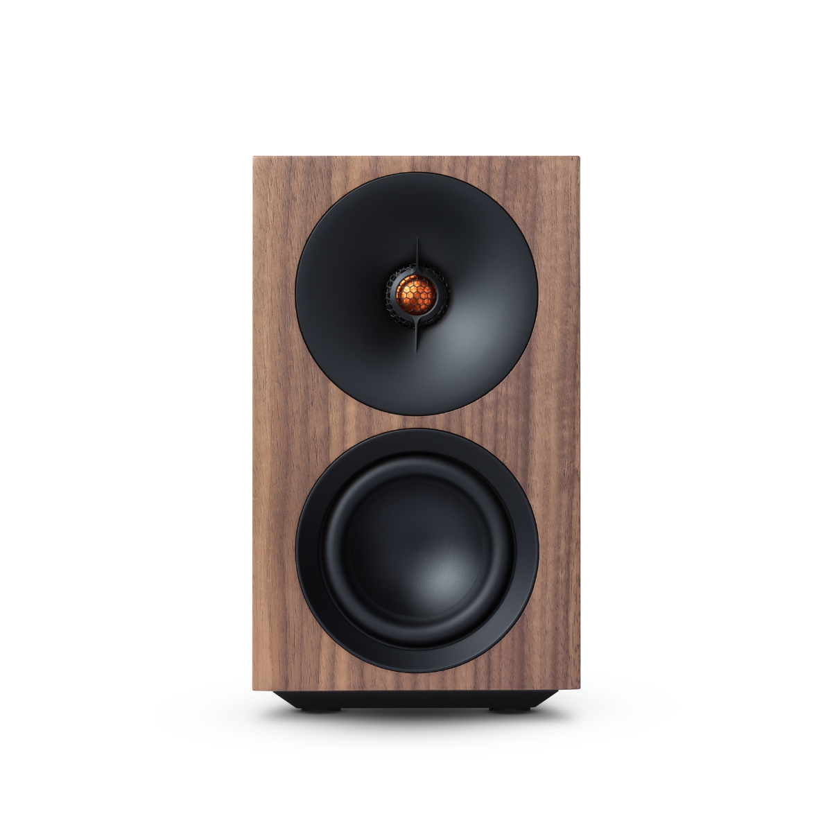 Front view of a Cambridge Audio L/R S Ultra Compact Active Stereo Speakers