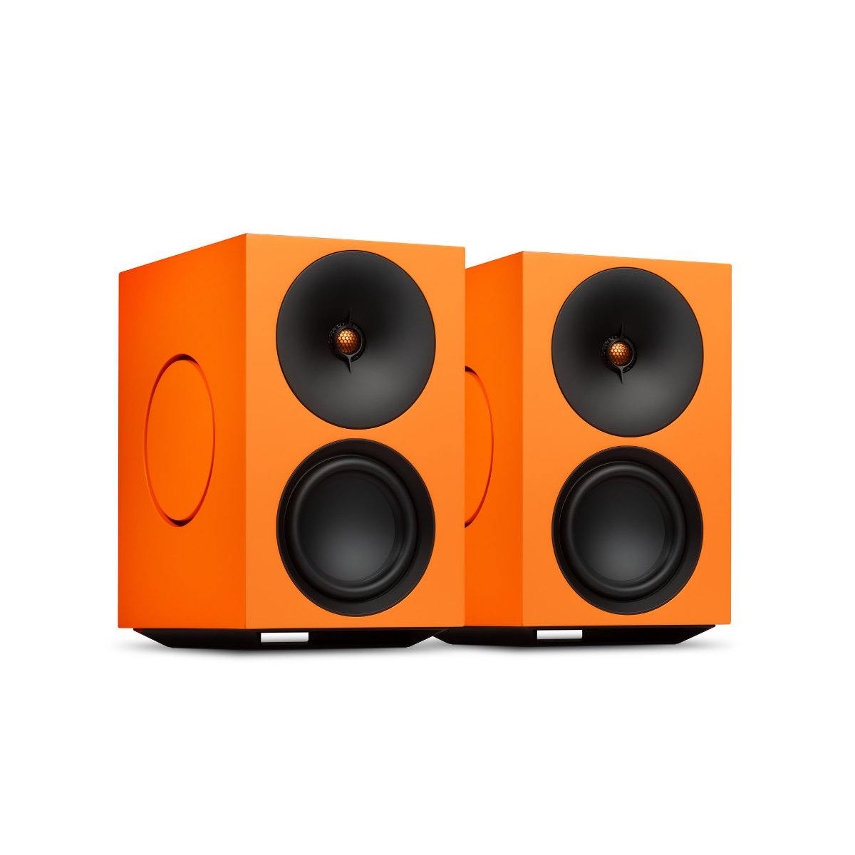 Pair of orange Cambridge Audio L/R X Advanced active stereo streaming speakers