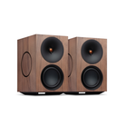 Pair of wooden Cambridge Audio L/R X Advanced active stereo streaming speakers with black cones on a white background