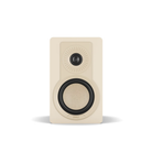 A cream-colored DALI KUPID bookshelf speaker with a black midrange driver and a black tweeter, shown against a plain white background.