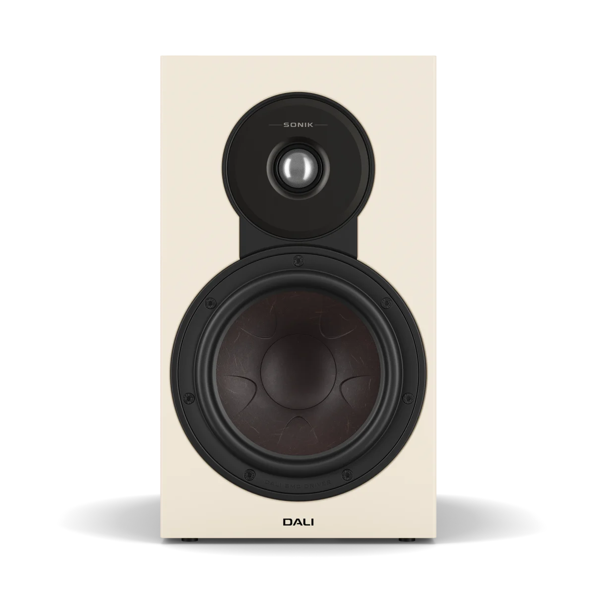 A DALI speaker with a natural oak-colored cabinet and black driver components, shown against a plain white background.