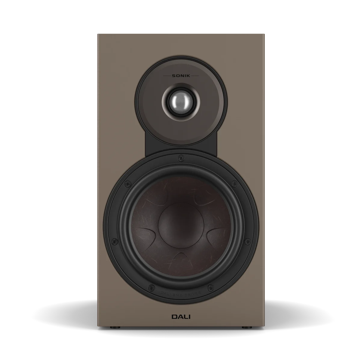 Walnut Dali Sonik 3 speaker with visible brand logo on a white background
