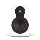 White speaker with black driver on a white background