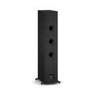 A tall, black ash Dali Sonik 9 floor-standing speaker with three circular driver openings and small feet at the base, shown against a plain white background.
