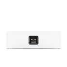 A white DALI SONIK Cinema Passive Home Theater LCR Speaker in white, likely a speaker or receiver, shown from the back with a black terminal panel in the center against a white background.