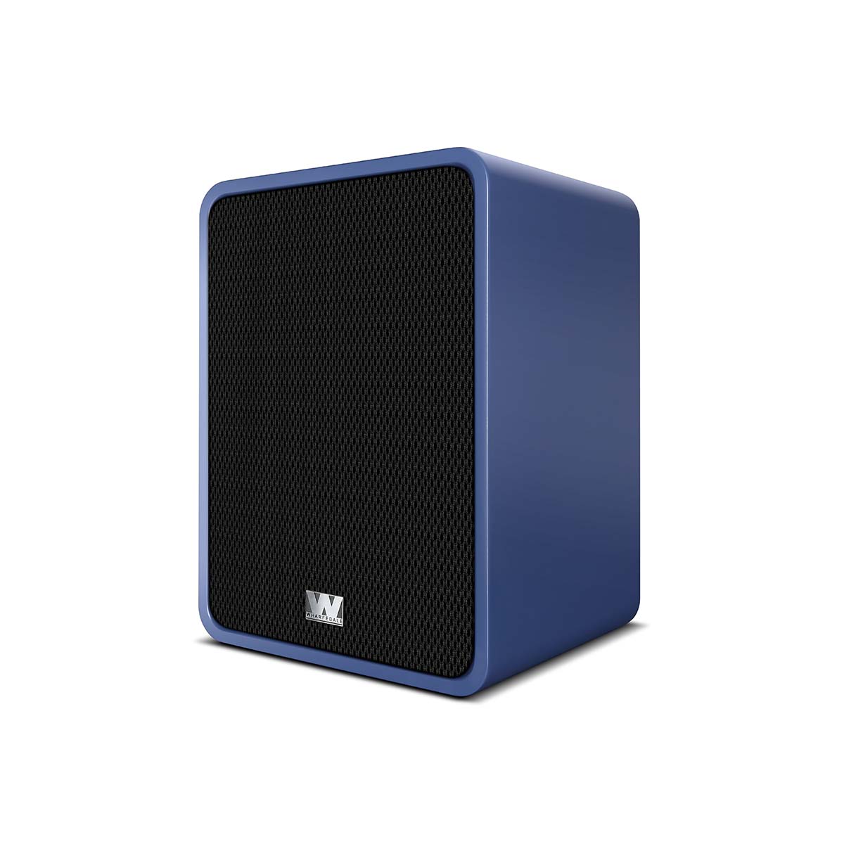 Wharfedale Denton 1S Speaker - single matte blue with grille - angled front view