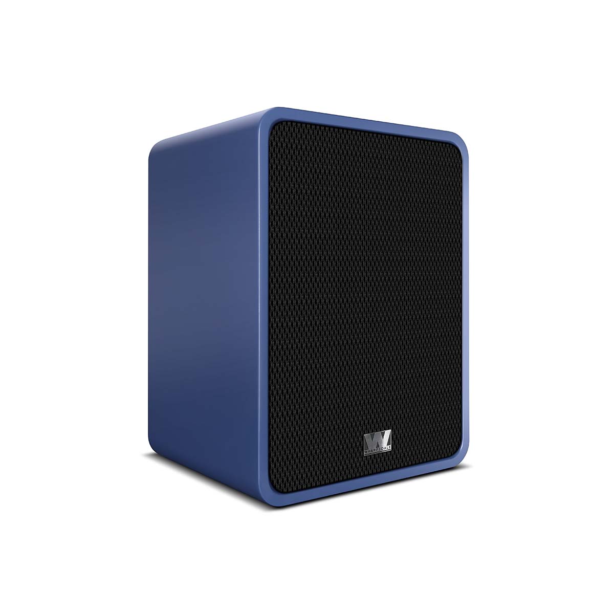 Wharfedale Denton 1S Speaker - single matte blue with grille - angled front view