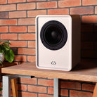 Wharfedale Denton 1S Speaker - single matte white without grille - lifestyle image