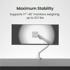 Monitor stand with text indicating support for 17"-40" monitors weighing up to 22.1 lbs.