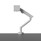White adjustable monitor stand on a white background