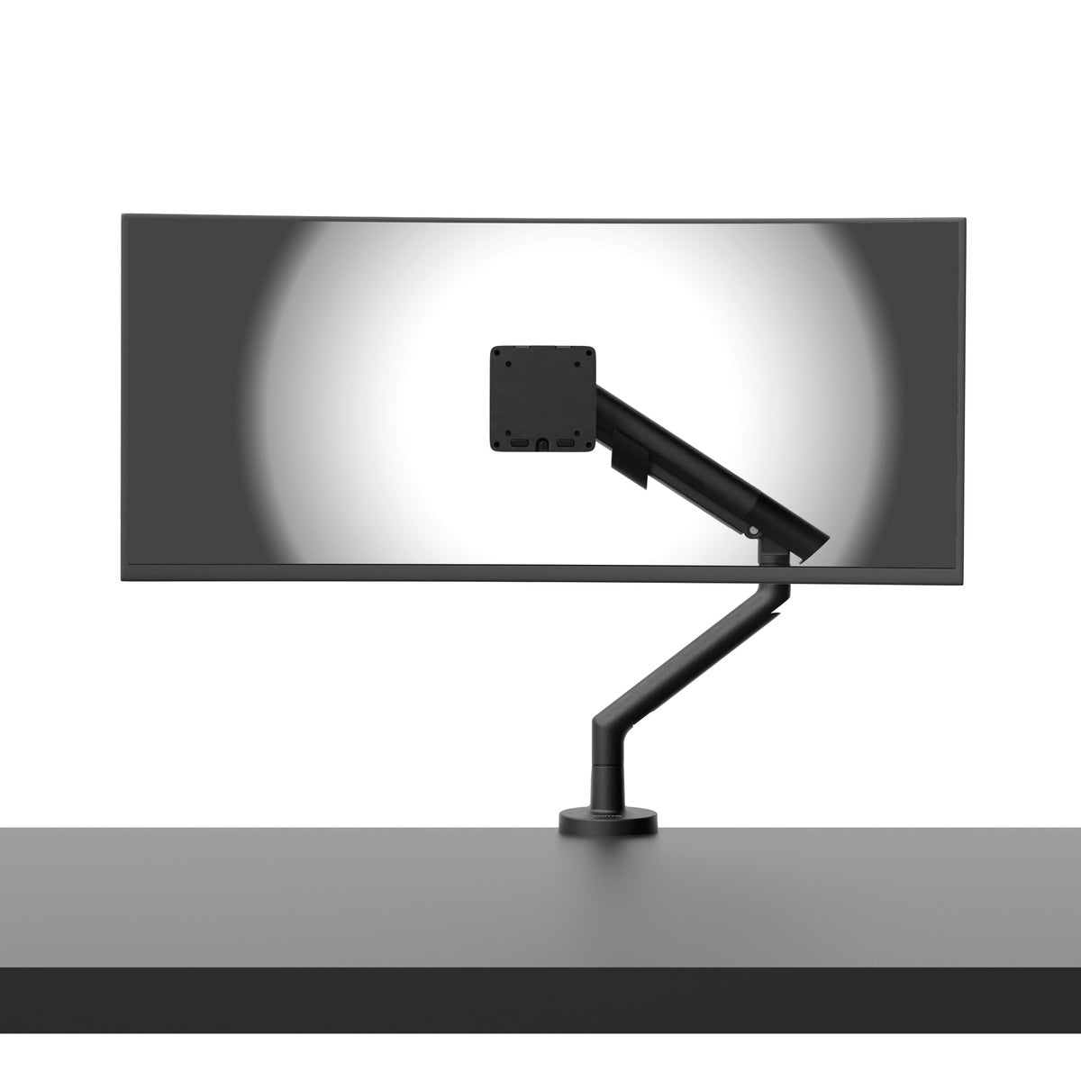 Monitor stand with a monitor on a white background
