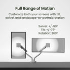 Monitor stand with adjustable features on a white background