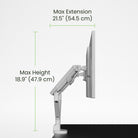 Monitor stand with dimensions labeled on a white background