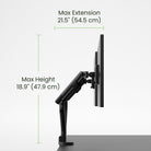 Monitor stand with dimensions labeled on a white background