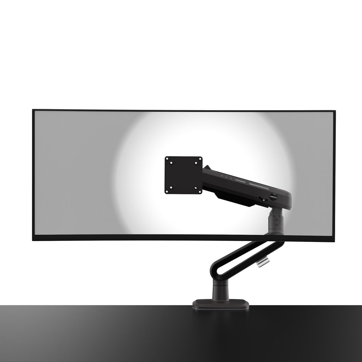 Monitor stand with a monitor on a white background